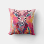 擬人化された鹿の動物ファッションアート カラフル クッション (正面)