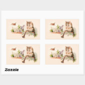 擬人化キャッ遊トホーン – ヴィンテージアート 長方形シール (シート)