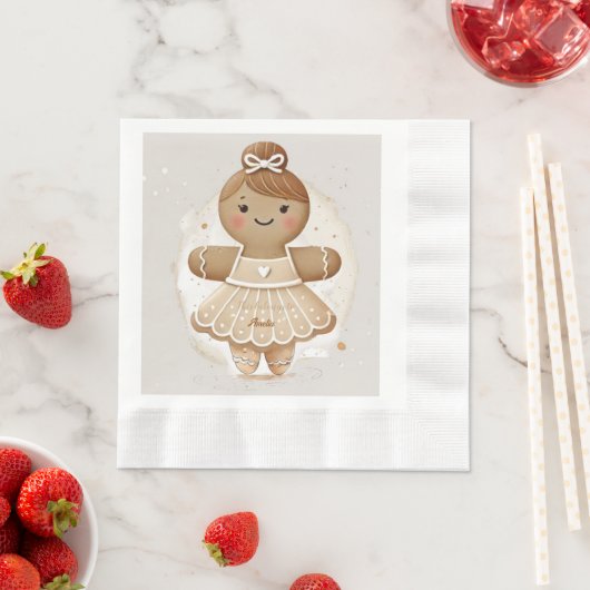 擬人化ジンジャーブレッドバレリーナナプキン 縁ありランチョンナプキン (インサイチュ)