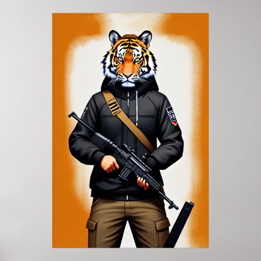 擬人化タイガーの兵士 | AI Art ポスター (正面)