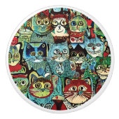 擬人化ビクトリアンした色の自然猫 セラミックノブ (正面)