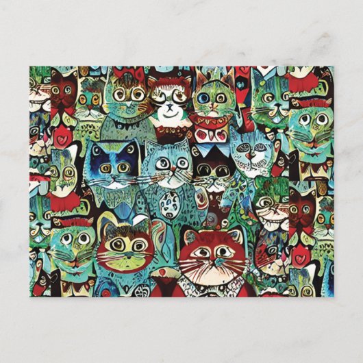 擬人化ビクトリアンした色の自然猫 ポストカード (正面)