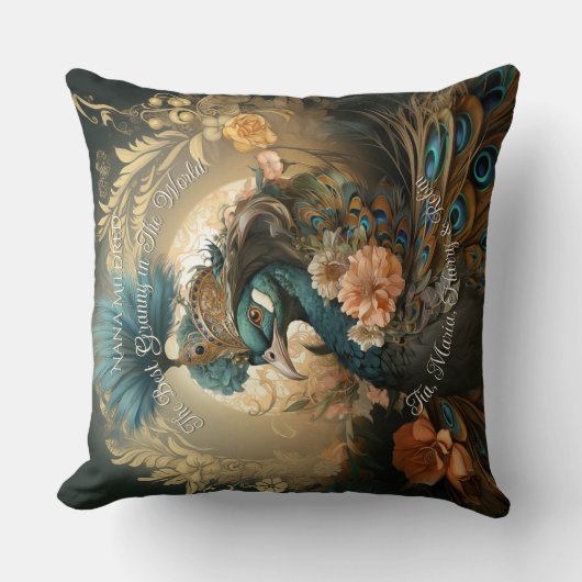 擬人化ビクトリアンヴィンテージ孔雀 クッション (正面)