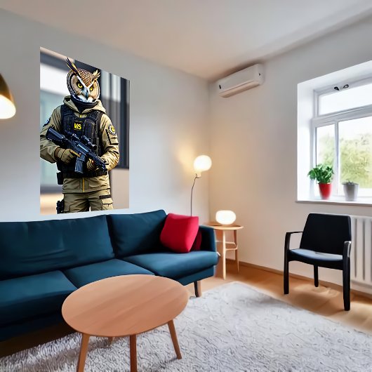 擬人化フクロウの兵士 | AIアートポスター ポスター