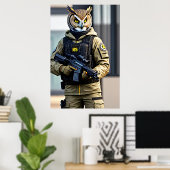 擬人化フクロウの兵士 | AIアートポスター ポスター (ホームオフィス)