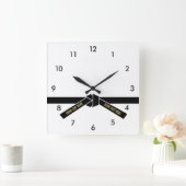 擬人化可能な黒帯（黒帯） スクエア壁時計 (ホーム)