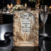 擬似エンボス加工のカテドラルアーチの花浮き彫り セーブザデート