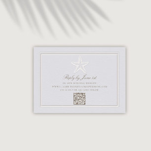 擬似エンボス スターフィッシュ コースタル QR 結婚式返信