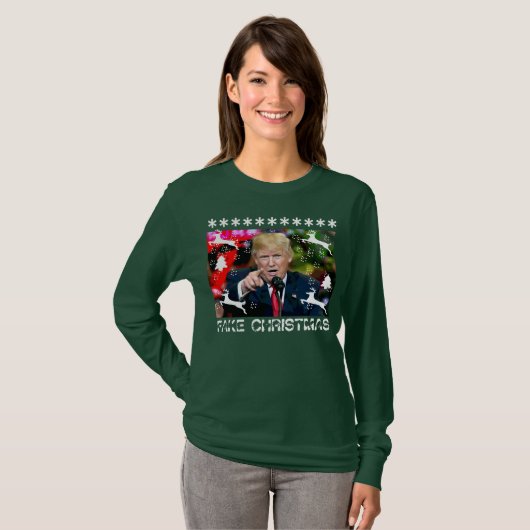 擬似クリスマスのドナルド・トランプの醜いクリスマスのワイシャツ Tシャツ (正面フル)