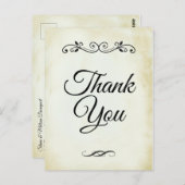 擬似ヴィンテージ羊皮紙 シンプル＆エレガント サンクス ポストカード (正面/裏面)