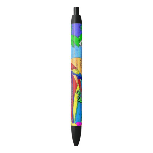 擬似木製の穀物の沿岸波の芸術 黒ボールペン (正面縦)
