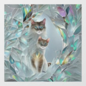 擬似破損ガラス 二匹の猫がのぞく ウィンドウサイン (シート)
