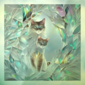 擬似破損ガラス 二匹の猫がのぞく ウィンドウサイン (シート3)