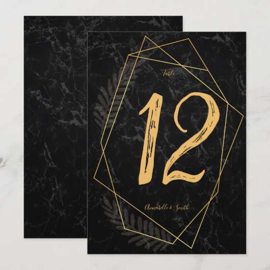 擬大理石の幾何学的なテーブルナンバー 招待状 (正面/裏面)