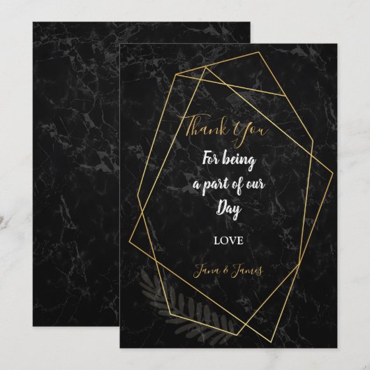 擬大理石 幾何学 ありがとう 招待状 (正面/裏面)