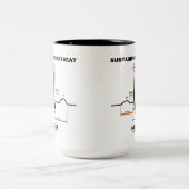 支えられた心拍の内部(心電図) ツートーンマグカップ (中央)