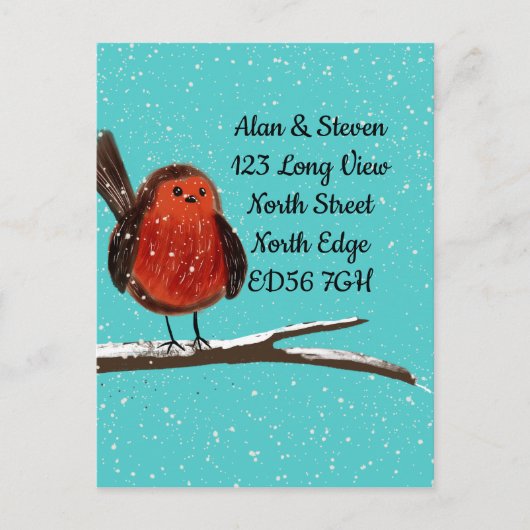 支店での住所変更ロビン ポストカード (正面)