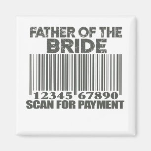 支払いのパパをスキャンする花嫁の結婚父親 マグネット