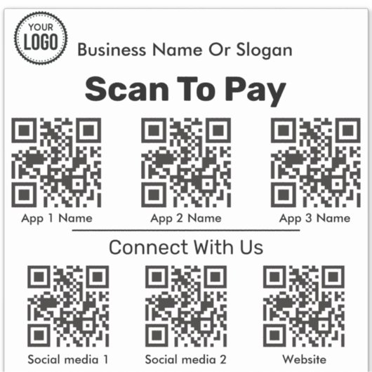 支払いアプリおよびソーシャルメディアアプリ用QRコードスキャナ シール (正面)