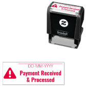 「支払い受領および処理」および警告アイコン セルフインキングスタンプ (インサイチュ)