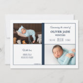 支払いTouch写真の誕生発表 案内状 (裏面)