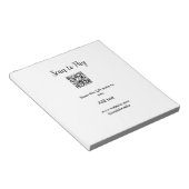 支払うためにスキャンQRコードウェブサイトのメール詳細を追加 ノートパッド (アングル)