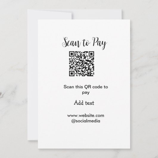 支払うためにスキャンQRコードウェブサイトのメール詳細を追加 招待状 (正面)