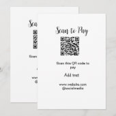 支払うためにスキャンQRコードウェブサイトのメール詳細を追加 招待状 (正面/裏面)