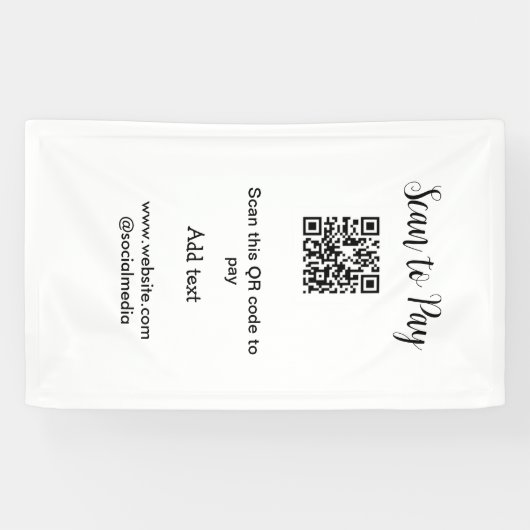 支払うためにスキャンQRコードウェブサイトのメール詳細を追加 横断幕 (横)