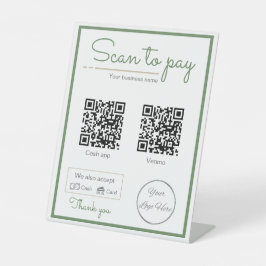 支払うために自然なセージ緑2 qrコードビジネススキャン 台座サイン