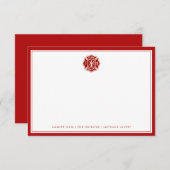 支持される火の救助|のマルタ十字|の赤 ノートカード (正面/裏面)