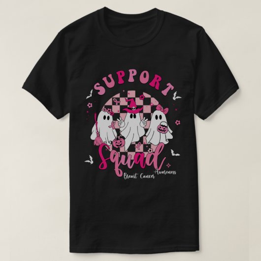 支援分娩乳がん認識度幽霊菌 Tシャツ (デザイン正面)