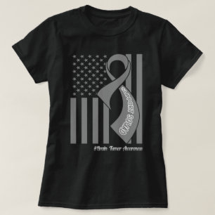 支援分隊の脳腫瘍USフラグ灰色リボン Tシャツ