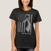支援分隊の脳腫瘍USフラグ灰色リボン Tシャツ (正面)