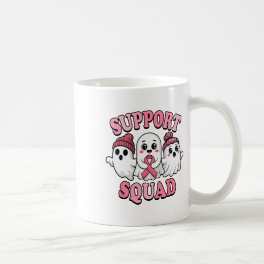 支援班かわいい幽霊乳がん認識度 コーヒーマグカップ (右)