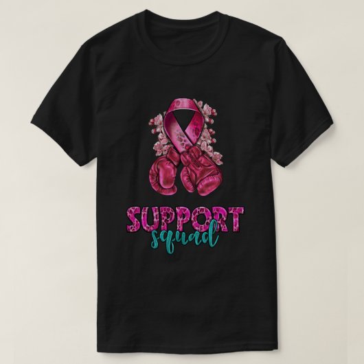 支援胸部がん認識度ボクシング手袋 Tシャツ (デザイン正面)