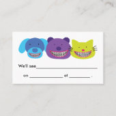 支柱の歯科矯正医のかわいい動物 予約カード (正面)