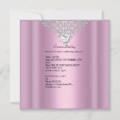 改定誕生日パーティーピンクシルバーホワイト画像 招待状 (裏面)