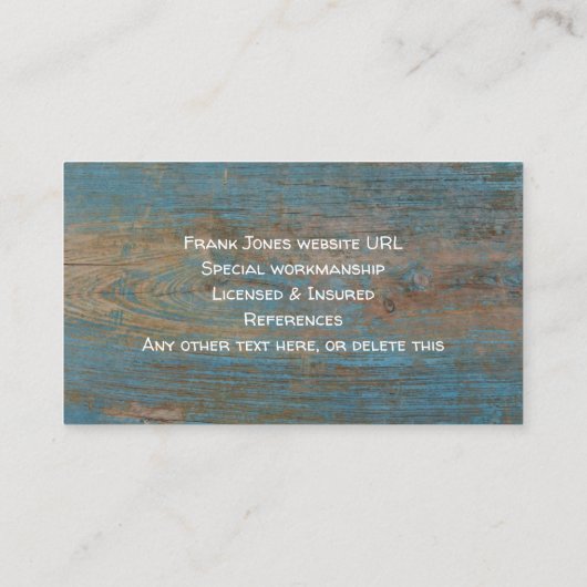 改装オールドホームカスタムビジネスカードテンプレート 名刺 (裏面)