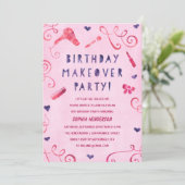 改装パーティー |ピンク&パープルガールズ誕生日 招待状 (スタンド正面)