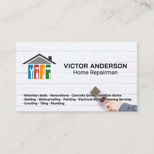 改装ロゴ | 修理工絵を描の煉瓦 名刺 (正面)