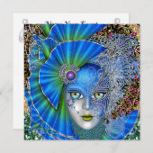 改訂された仮面舞踏会マディ・グラス招待状 招待状 (正面/裏面)