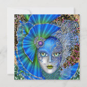 改訂された仮面舞踏会マーディ・グラス招待状 招待状 (正面)