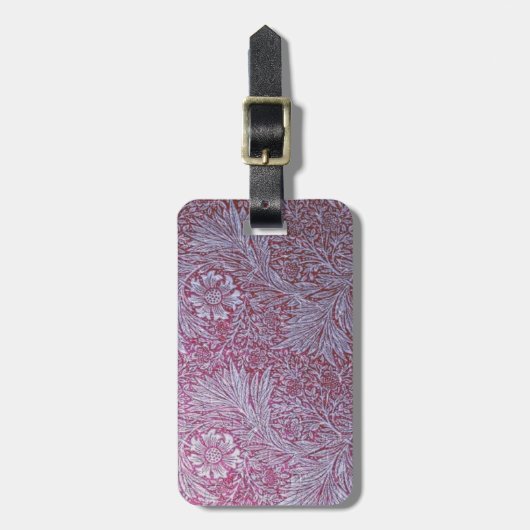 改訂された，ウィリアム・モリス様式，花模様,ヴィンテージ, ラゲッジタグ (正面縦)