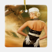 改訂レトロ飛行付き添い人- SRF セラミックオーナメント (正面)