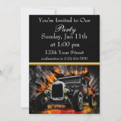 改造パーティー箔を備えた金ゴールド火ストライプ招待状 招待状 (正面)