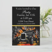 改造パーティー箔を備えた金ゴールド火ストライプ招待状 招待状 (スタンド正面)