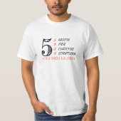 改革派クリスチャン男性のための5つのSOLA Tシャツ (正面)
