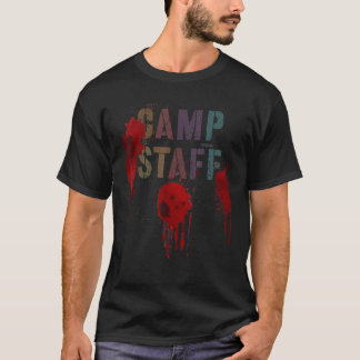 攻撃されたおもしろいCAMP STAFFチームサマーキャンプ場ホール Tシャツ