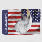攻撃イーグル、アメリカ国旗、愛国心 ゴルフタオル (横)